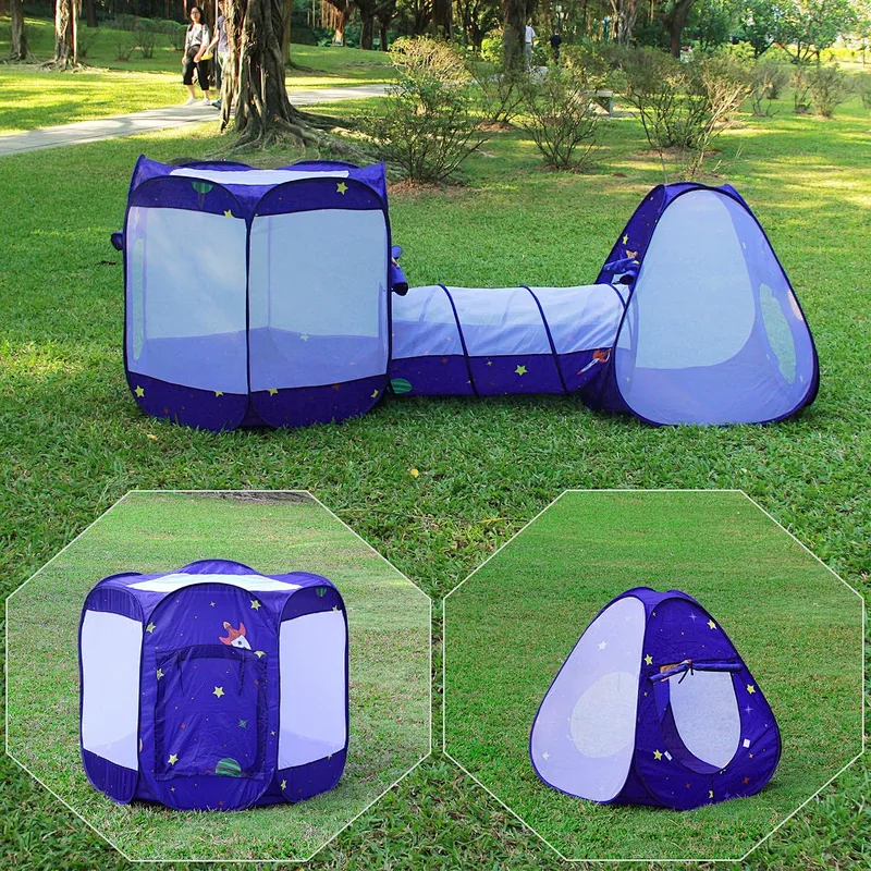 Homfu 3 in 1 Pop up Tunnel Tent for Kids Play Indoor Outdoor for Children Toddler Boys Girls As Christmas Gift Toy Crawl Play Tent